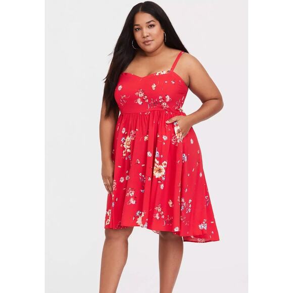 TORRID Mini Challis High-Low Skater Dress Size 2 - Picture 1 of 9